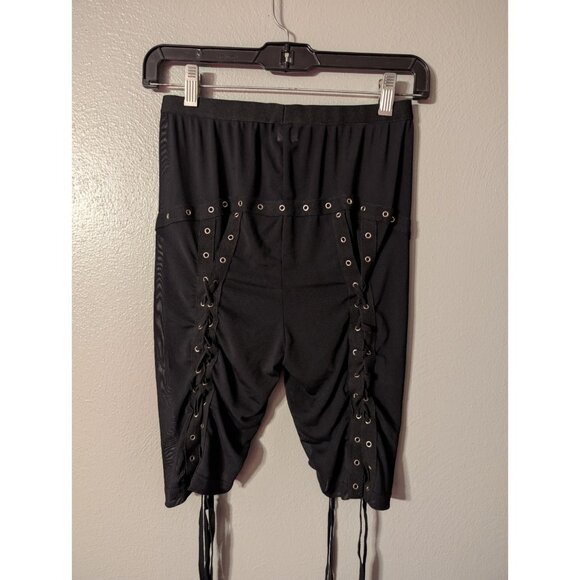 Y2K MyBoo Women’s Black Gothic Lace-Up Eyelet Corset Hook Capri Pants Size S - Picture 6 of 8